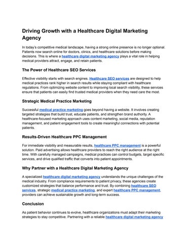 Healthcare Digital Marketing Agency