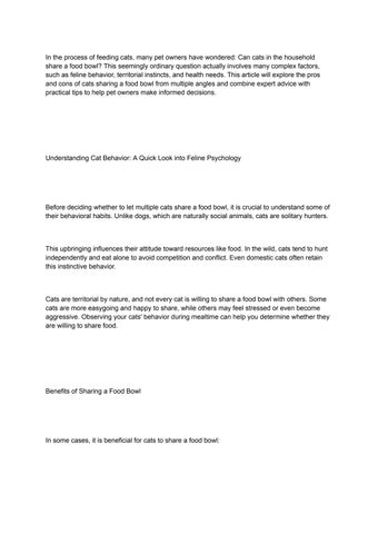 Can cats share a food bowl_