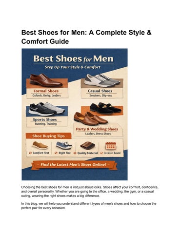 Best Shoes for Men: A Complete Style & Comfort Guide