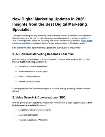 New Digital Marketing Updates in 2026_ Insights from the Best Digital Marketing Specialist