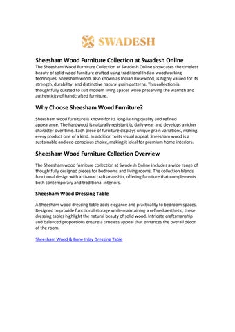 Sheesham Wood Furniture Online  Premium Collection Swadesh