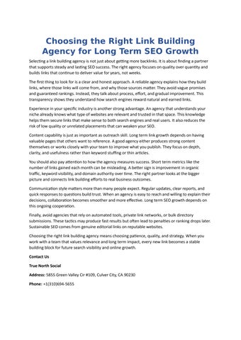 Choosing the Right Link Building Agency for Long Term SEO Growth