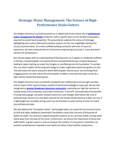 Strategic Water Management: The Science of High-Performance Ocala Gutters