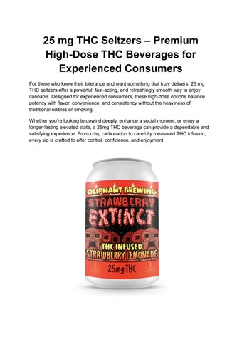 25 mg THC Seltzers – Premium High-Dose THC Beverages for Experienced Consumers