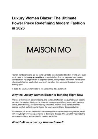 Luxury Women Blazer_ The Ultimate Power Piece Redefining Modern Fashion in 2026