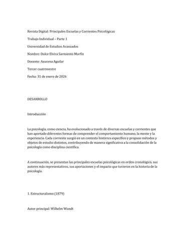 Principales escuelas y corrientes psicológicas 