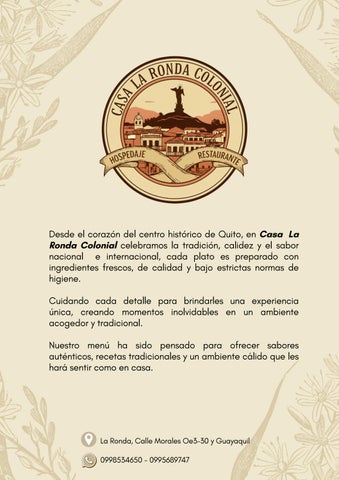Menú Casa La Ronda Colonial