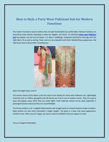 How to Style a Party Wear Pakistani Suit for Modern Functions