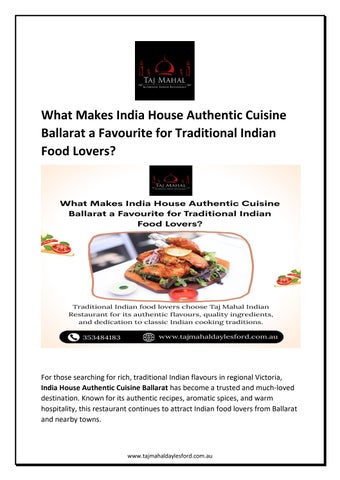 What Makes India House Authentic Cuisine Ballarat a Favourite for Traditional Indian Food Lovers?