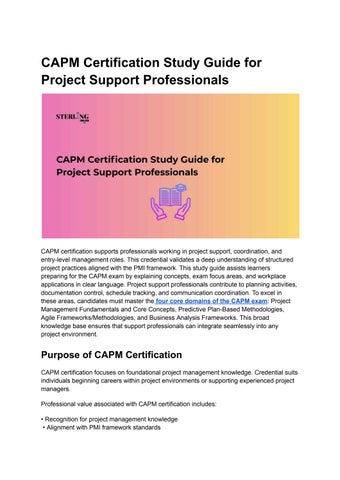 CAPM Certification Study Guide for Project Support Professionals by ...