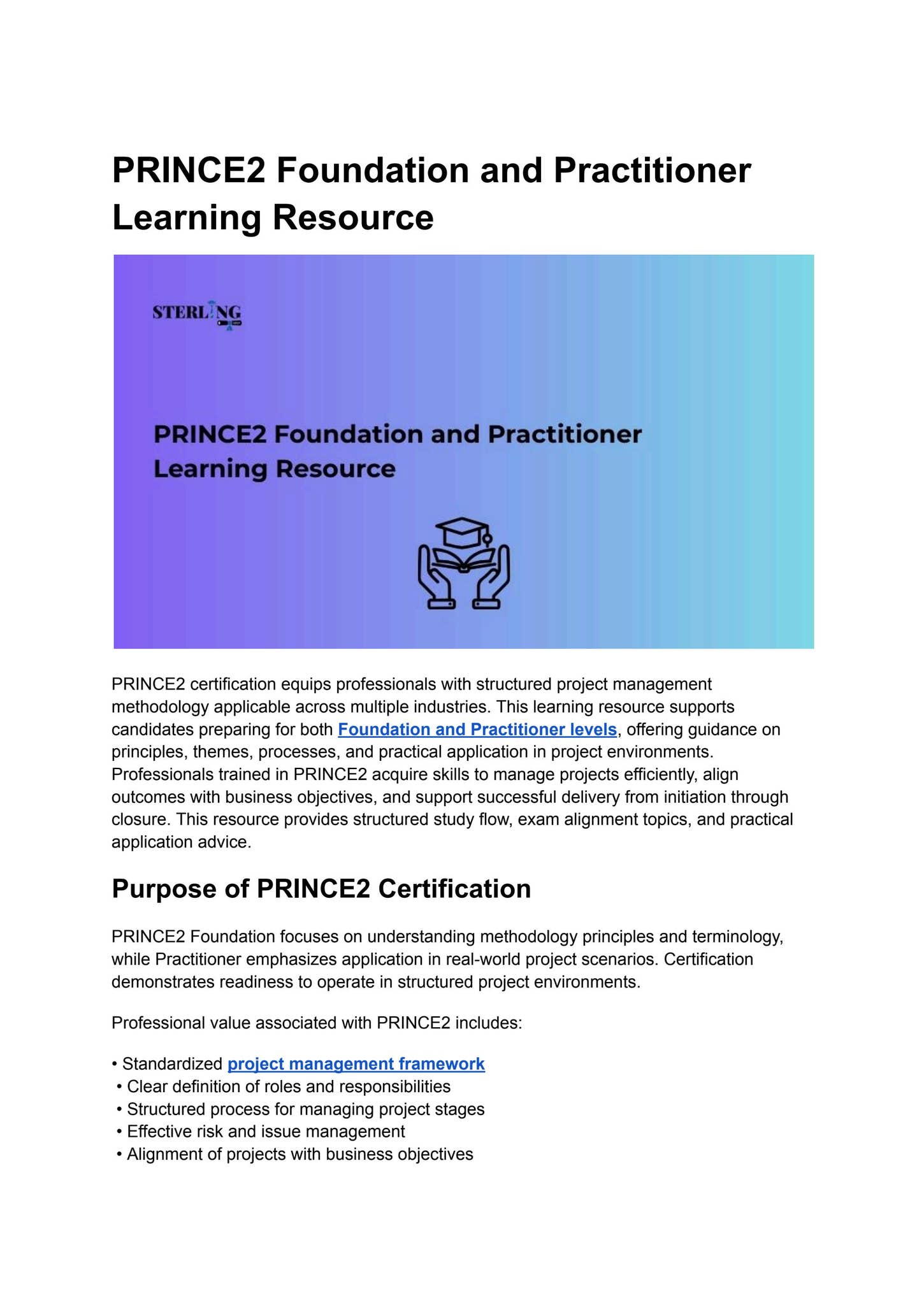 PRINCE2 Foundation and Practitioner Learning Resource by Manish Digital ...