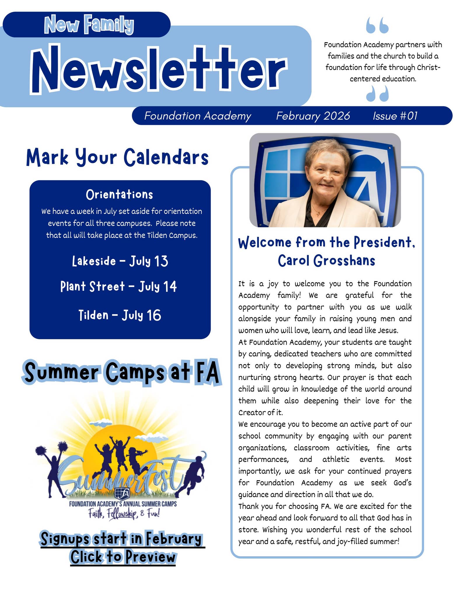 FA New Family Newsletter by Foundation Academy - Issuu