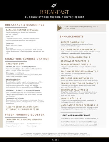 2026 Spring-Summer Menu - El Conquistador Tucson, A Hilton Resort