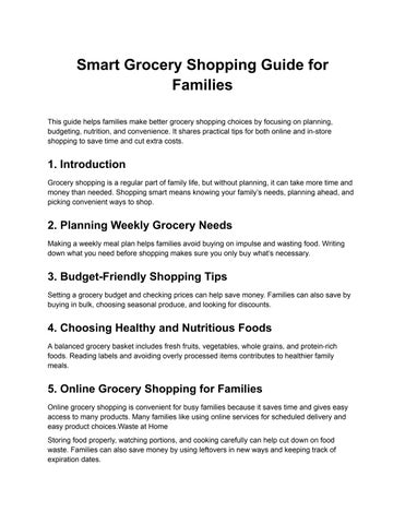 Online Grocery shopping guideline for families