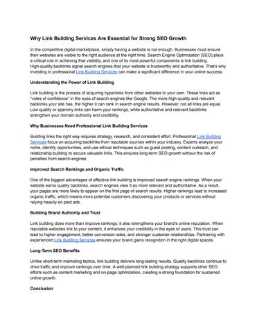 Why Link Building Services Are Essential for Strong SEO Growth