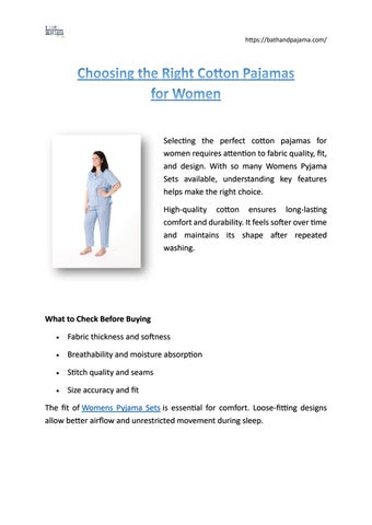 Choosing the Right Cotton Pajamas for Women