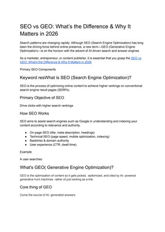 SEO vs GEO_ What’s the Difference & Why It Matters in 2026