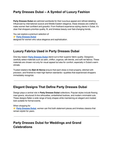 Party Dresses Dubai – A Symbol of Luxury Fashion