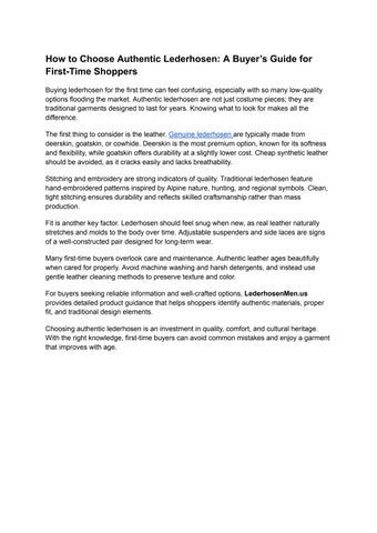 How to Choose Authentic Lederhosen: A Buyer’s Guide for First-Time Shoppers