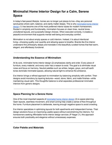 Minimalist Home Interior Design for a Calm, Serene Space