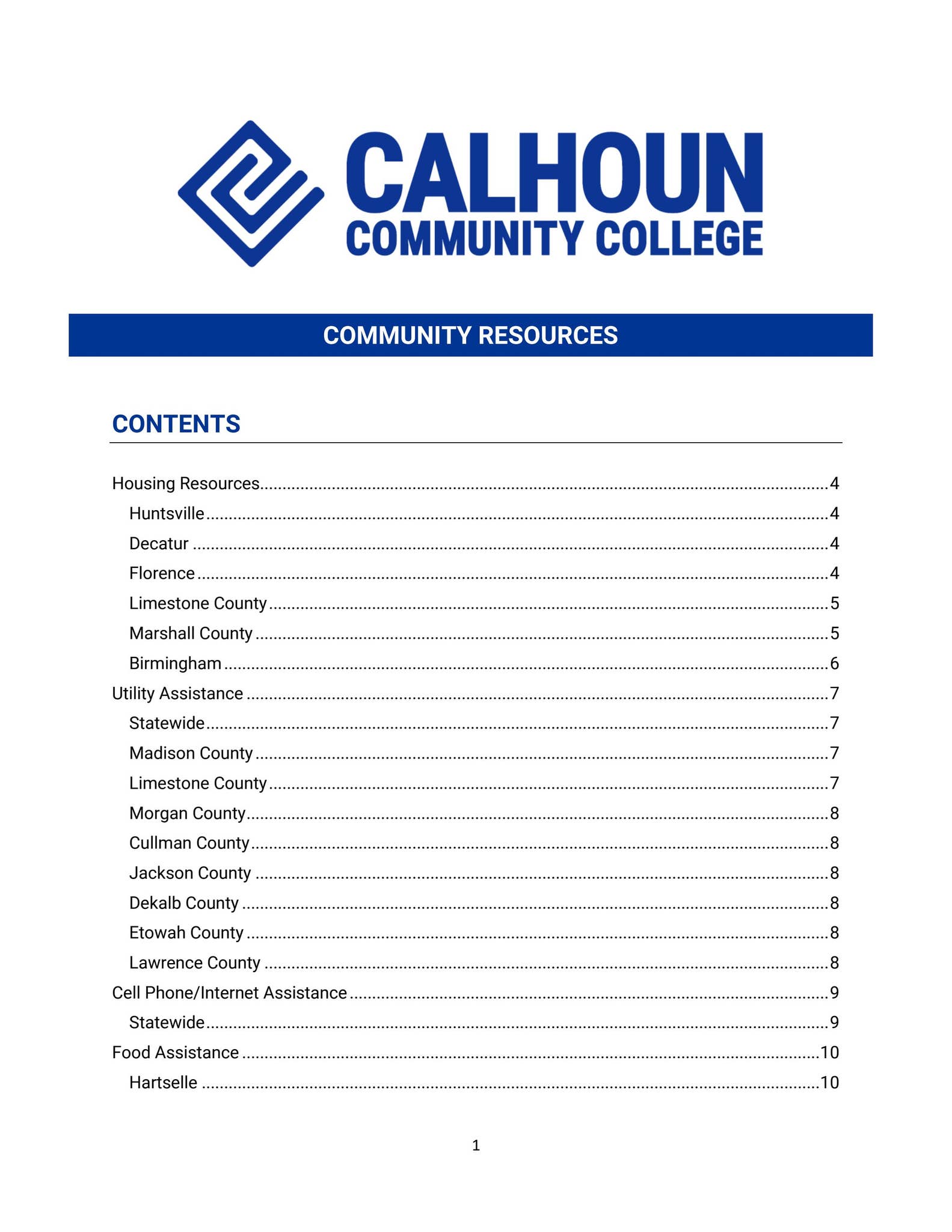 Community Resources Document by calhouncommunitycollege - Issuu