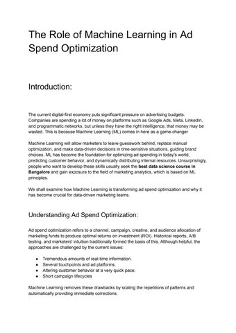 The Role of Machine Learning in Ad Spend Optimization