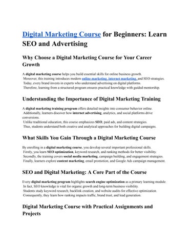 Digital marketing course