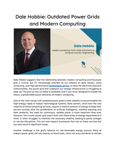 Dale Hobbie Outdated Power Grids and Modern Computing