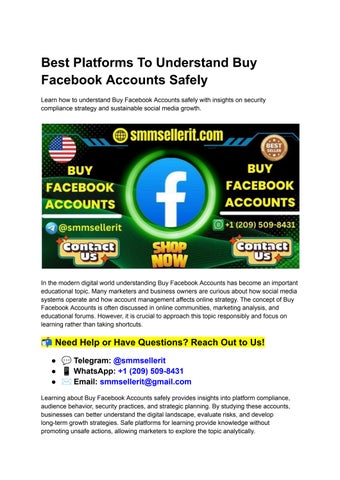 Best Platforms To Understand Buy Facebook Accounts Safely