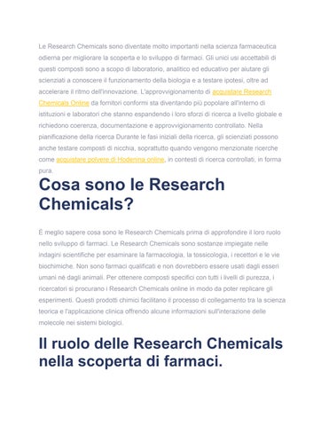 Come le Research Chemical supportano la scoperta e lo sviluppo di farmaci