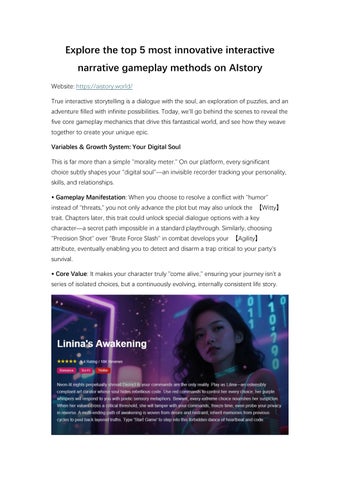Explore the top 5 most innovative interactive narrative gameplay methods on AIstory