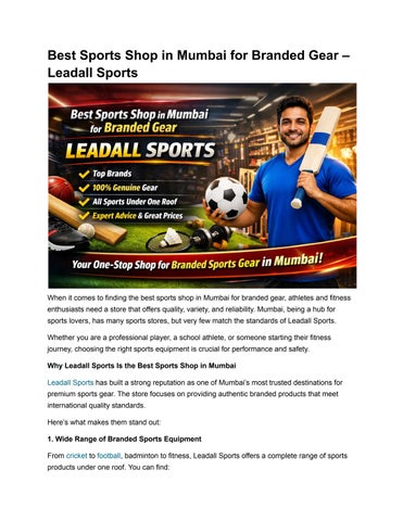 Best Sports Shop in Mumbai for Branded Gear – Leadall Sports