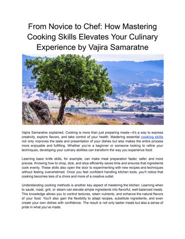 From Novice to Chef_ How Mastering Cooking Skills Elevates Your Culinary Experience by Vajira Samara