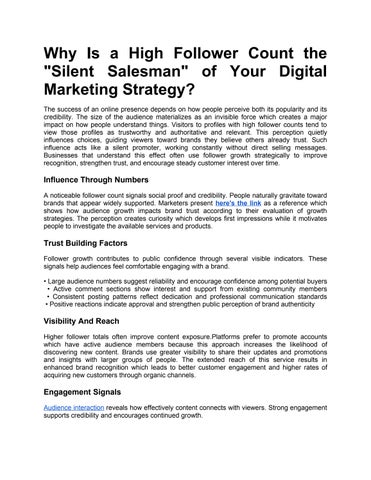 Why Is a High Follower Count the "Silent Salesman" of Your Digital Marketing Strategy?