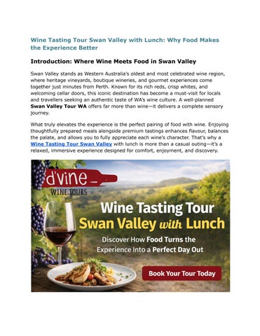 Wine Tasting Tour Swan Valley with Lunch_ Why Food Makes the Experience Better
