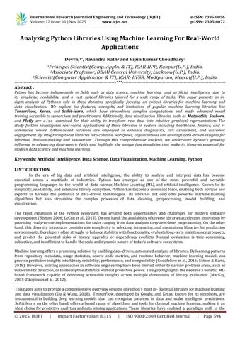 Analyzing Python Libraries Using Machine Learning For Real-World Applications