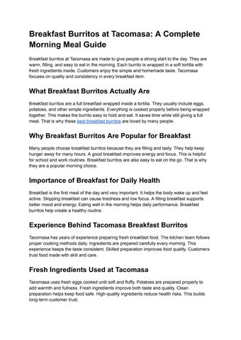 Breakfast Burritos at Tacomasa_ A Complete Morning Meal Guide
