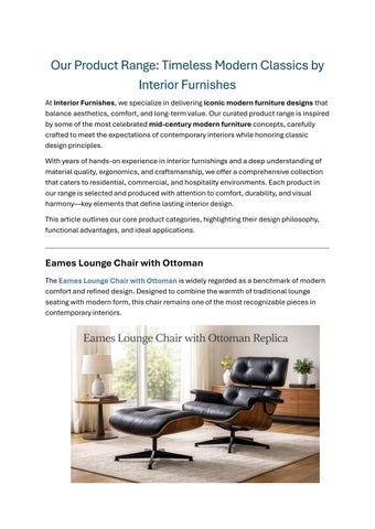 Iconic Modern Furniture Uk and Europe | Interior Furnishes