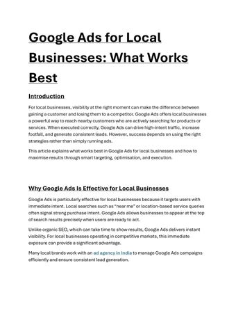 Google Ads for Local Businesses