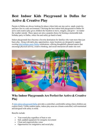 Best Indoor Kids Playground in Dallas for Active & Creative Play