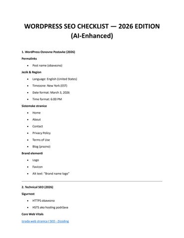 WORDPRESS SEO CHECKLIST