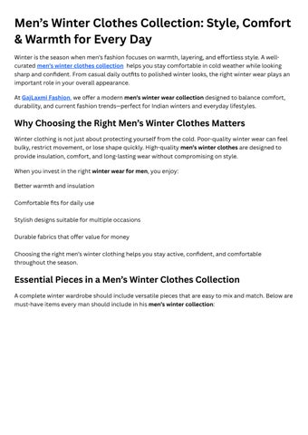 Men’s Winter Clothes Collection in India | Stylish Winter Wear – GajLaxmi Fashion
