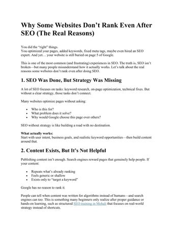 Why Some Websites Don’t Rank Even After SEO (The Real Reasons)