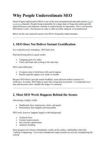 Why People Underestimate SEO