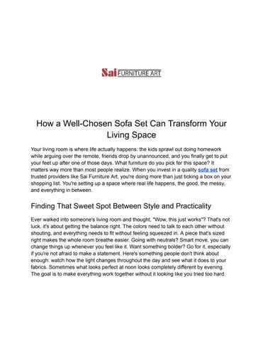 How a Well Chosen Sofa Set Can Transform Your Living Space