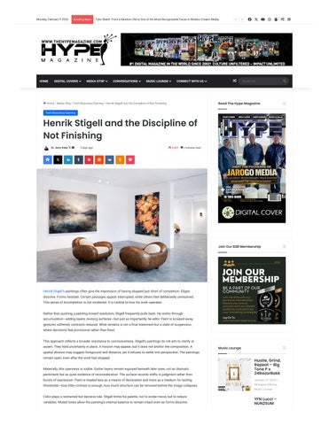 Henrik Stigell and the Discipline of Not Finishing