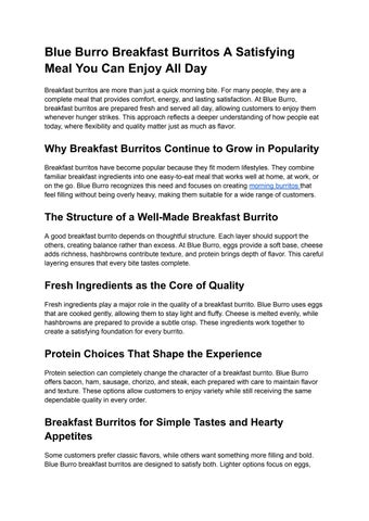 Blue Burro Breakfast Burritos A Satisfying Meal You Can Enjoy All Day