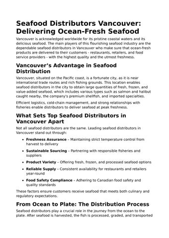 Seafood Distributors Vancouver_ Delivering Ocean-Fresh Seafood
