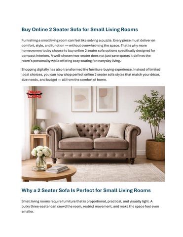 Buy Online 2 Seater Sofa for Small Living Rooms