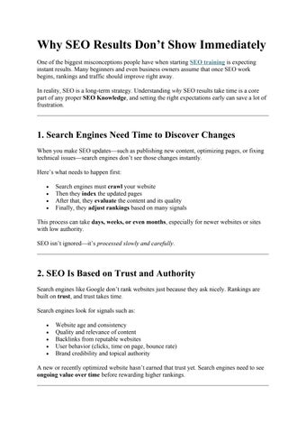 Why SEO Results Don’t Show Immediately